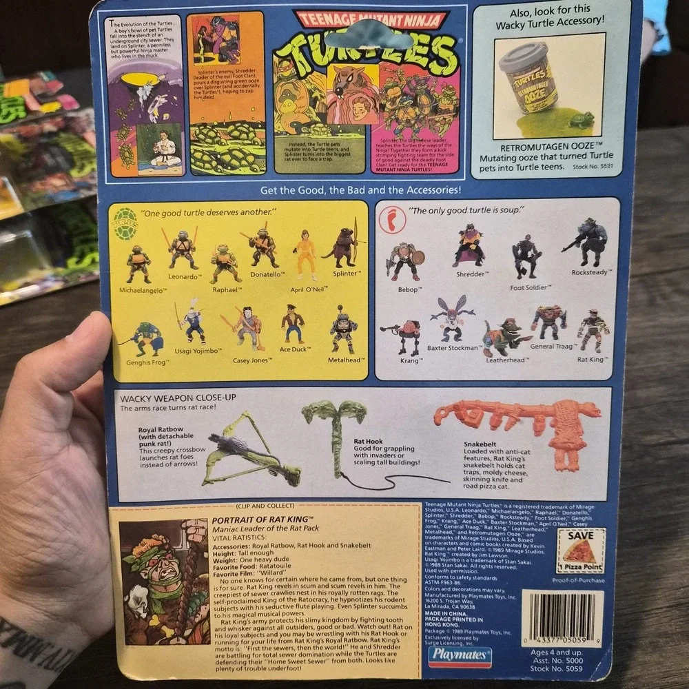 1990 TMNT Rat King MOC Sealed Vintage Playmates Action Figure Complete Card